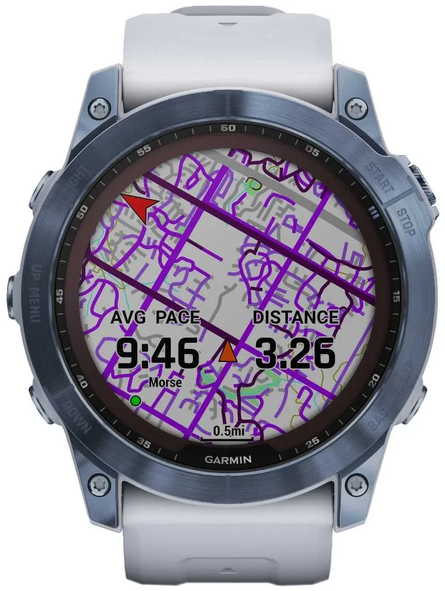 Смарт-часы Garmin Fenix 7X 1.4 корп.синий рем.белый 010-02541-15 - фото 5