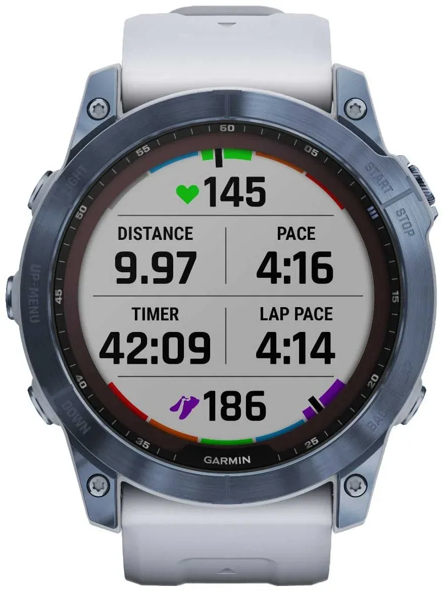 Смарт-часы Garmin Fenix 7X 1.4 корп.синий рем.белый 010-02541-15 - фото 6