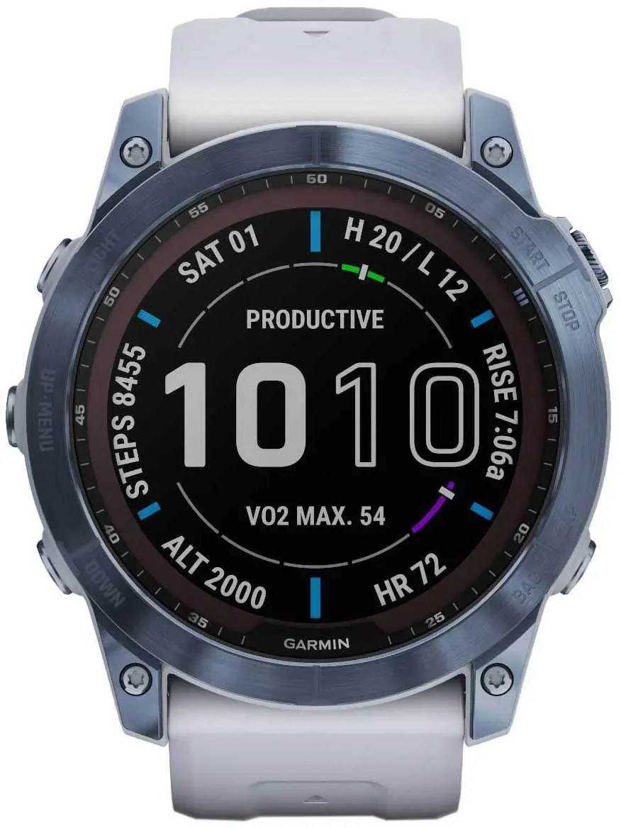 Смарт-часы Garmin Fenix 7X 1.4 корп.синий рем.белый 010-02541-15 - фото 8
