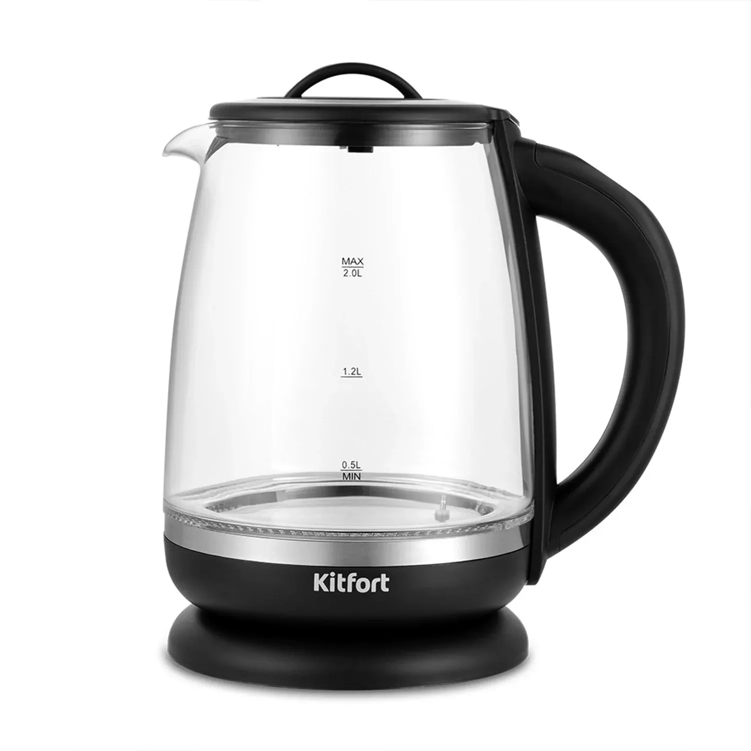 Чайник электрический Kitfort КТ-6145 2л. 2200Вт черный/серебристый корпус: стекло/пластик - фото 7