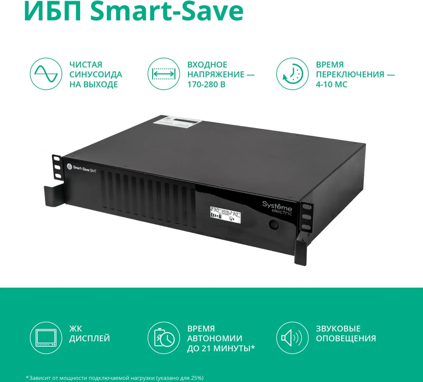 Источник бесперебойного питания Systeme Electriс SMT SMTSE1000RMI2U 720Вт 1000ВА черный - фото 2