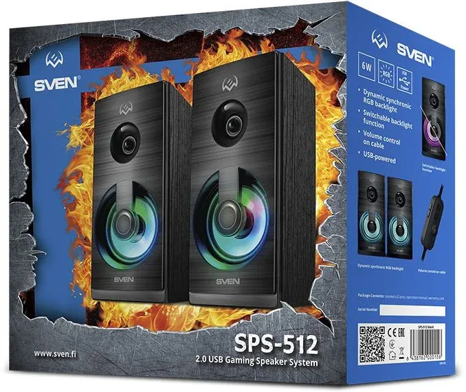 Активные 2.0 SVEN SPS-512 черный - фото 4