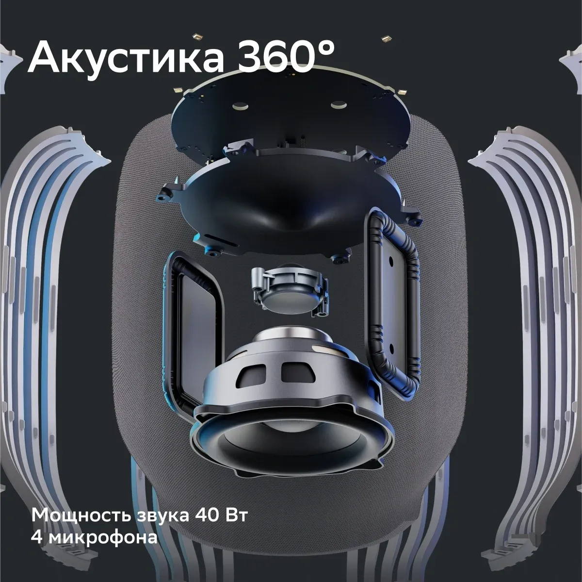 Умная колонка Sber Boom SBDV-00090 Салют белый 40W 1.0 BT/Wi-Fi SBDV-00090C - фото 1