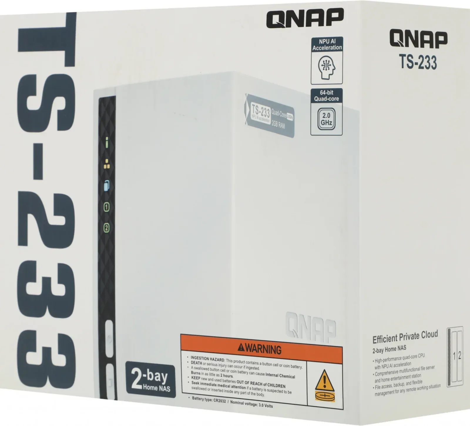 Сетевое хранилище NAS Qnap TS-233 2-bay настольный Cortex-A55 RK3568B2, белый - фото 6
