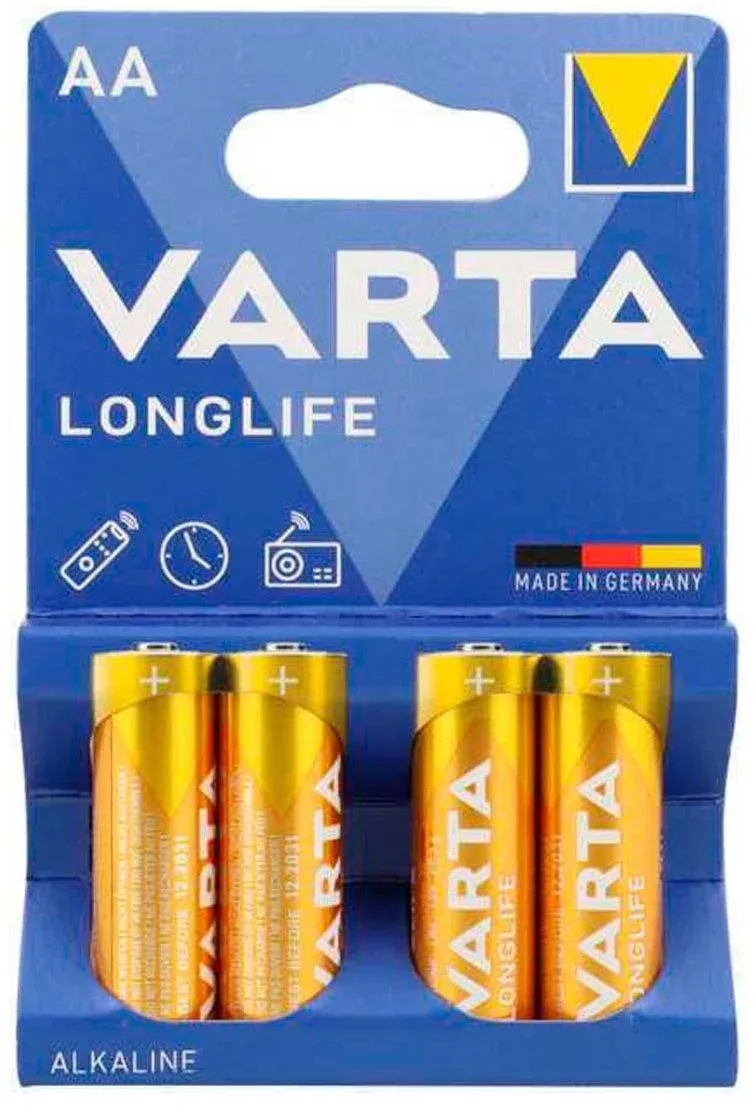 Батарея Varta Longlife LR6 Alkaline AA 4шт блистер - фото 1