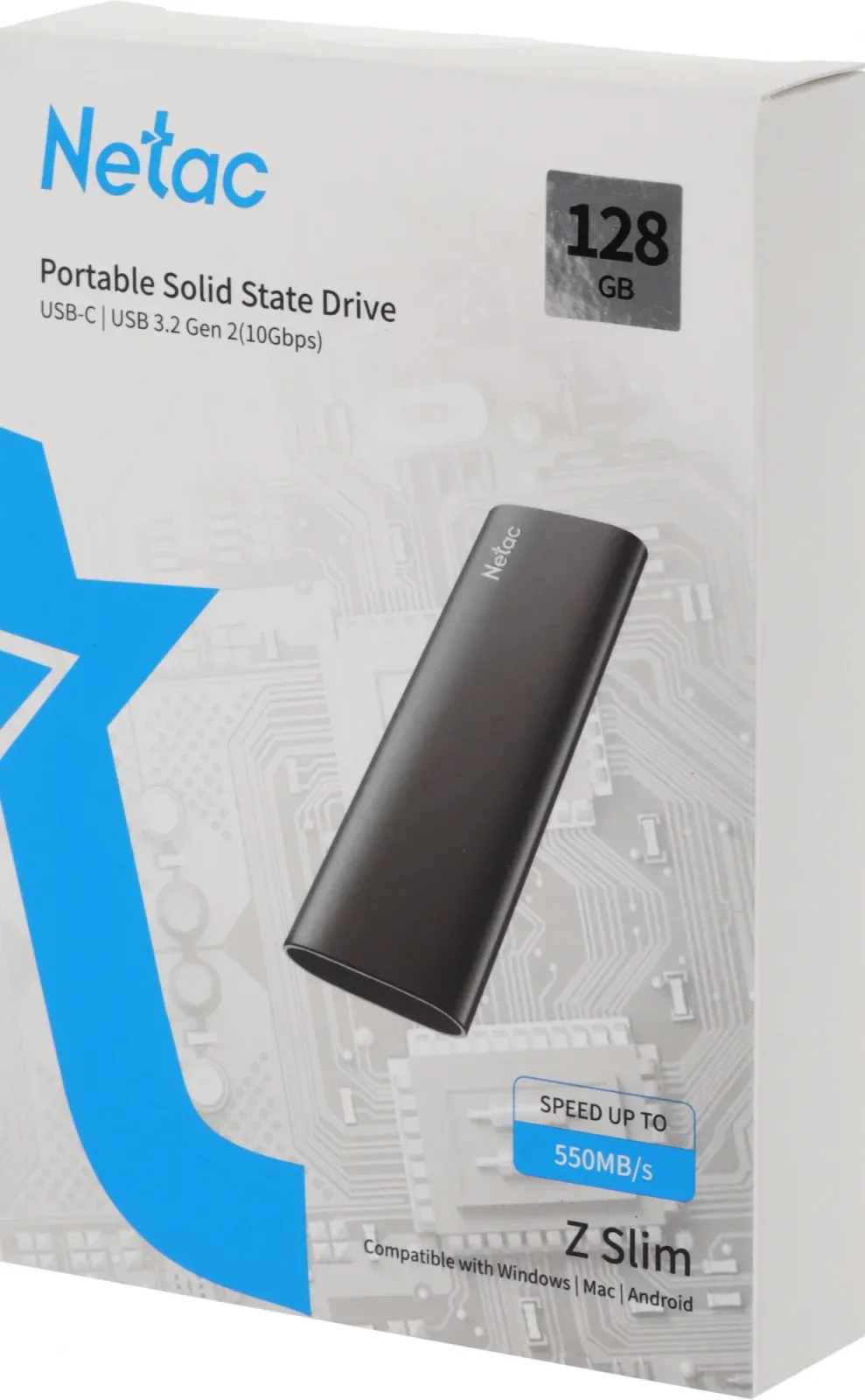 Накопитель SSD Netac USB-C 128GB NT01ZSLIM-128G-32BK Z Slim черный - фото 8