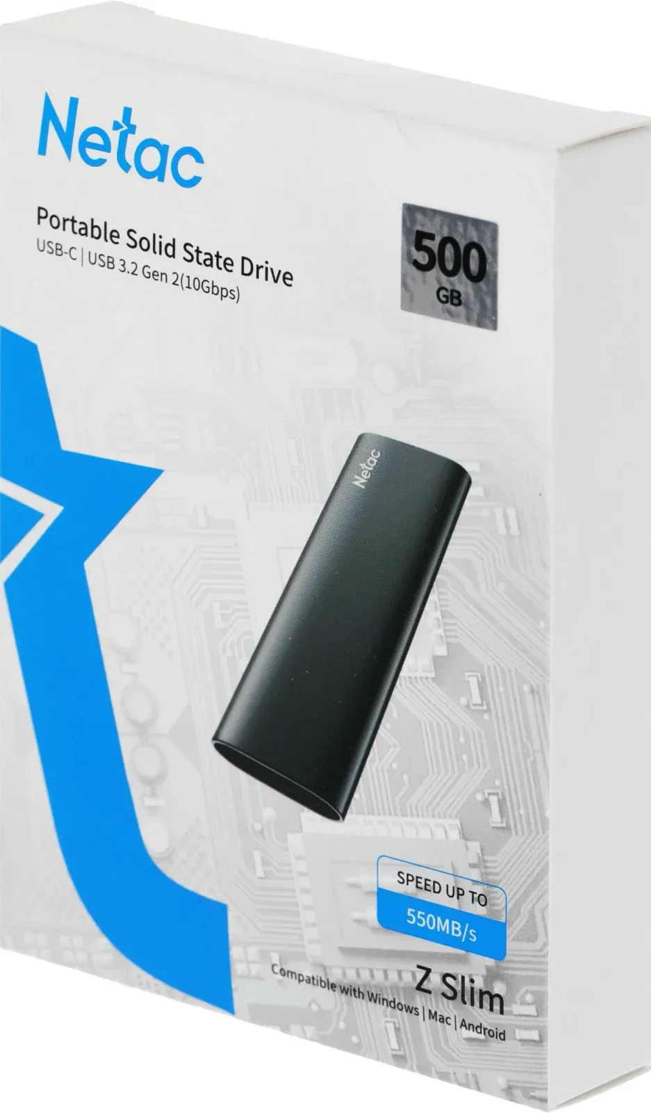 Накопитель SSD Netac USB-C 500GB NT01ZSLIM-500G-32BK Z Slim черный - фото 5