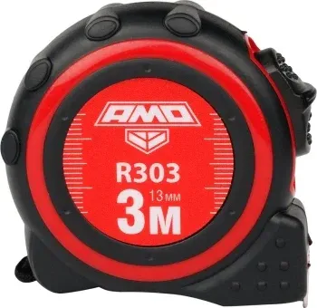 Рулетка строительная Amo R303 дл.полотна 3м изм.шкала в см зацеп простой красный/черный 851506 - фото 5