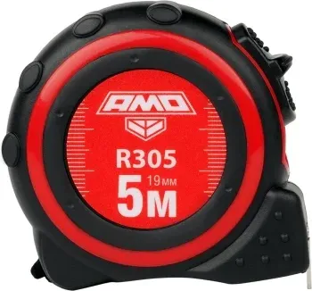 Рулетка строительная Amo R305 дл.полотна 5м изм.шкала в см зацеп простой красный/черный 851513 - фото 6