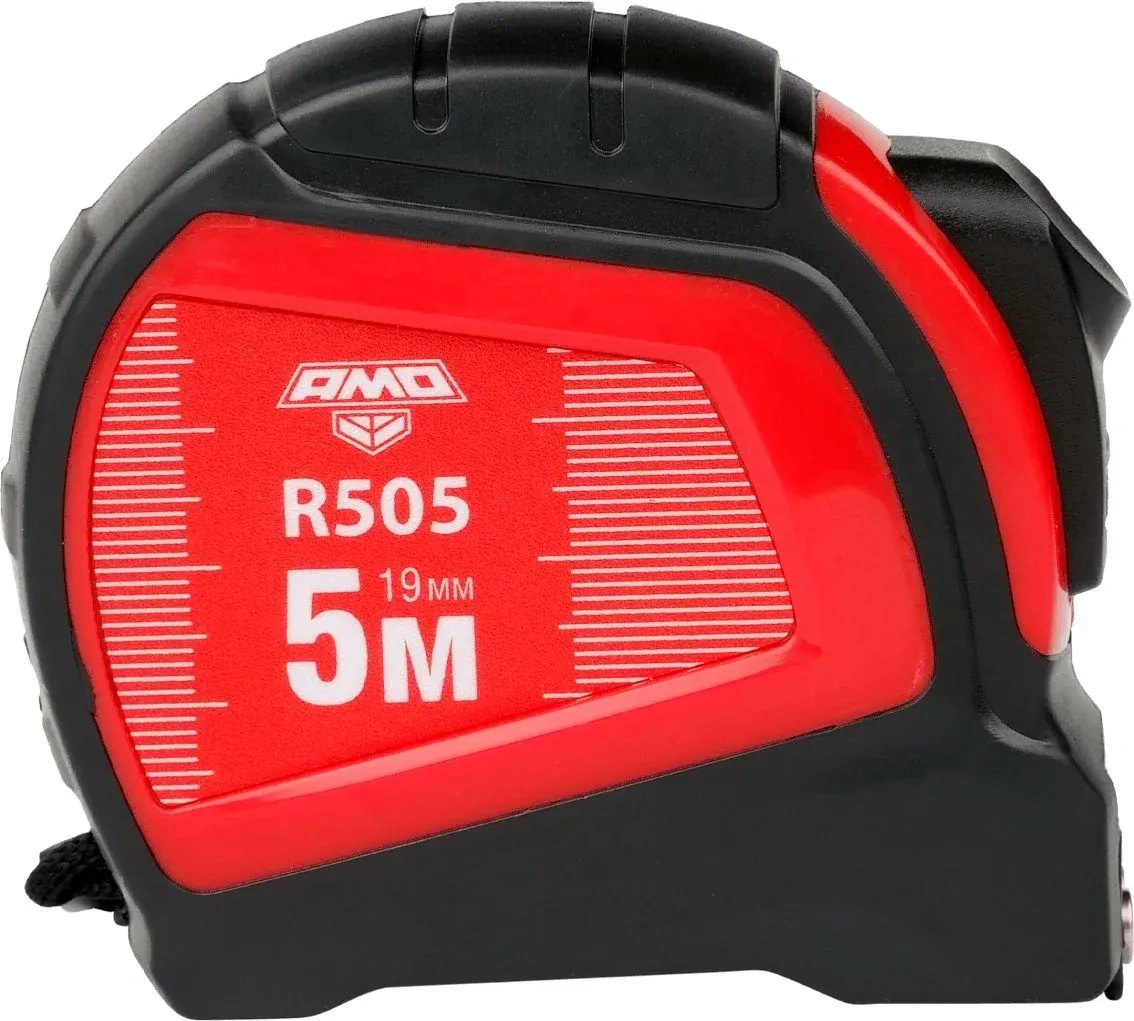 Рулетка строительная Amo R505 дл.полотна 5м изм.шкала в см зацеп простой красный/черный 851650