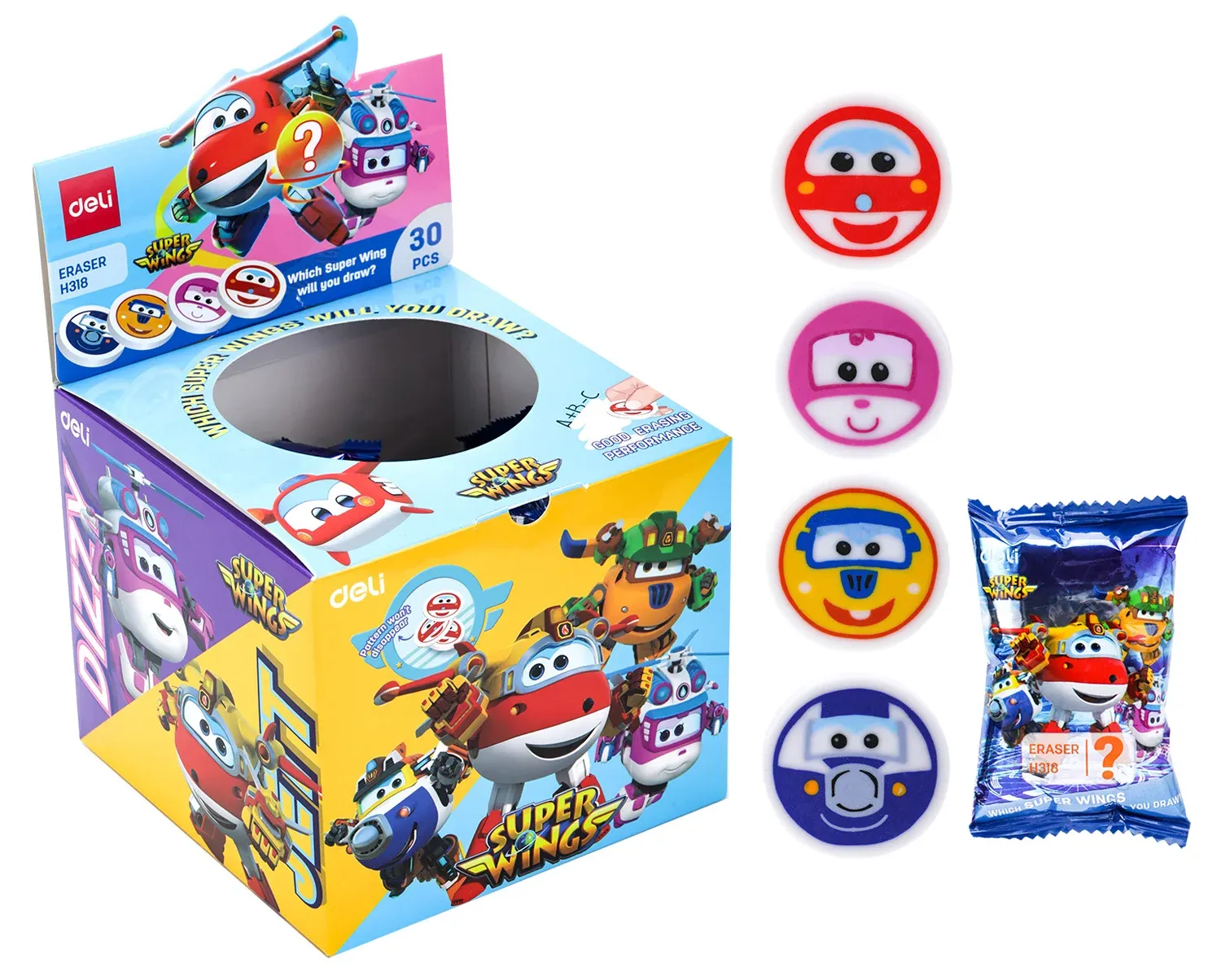 Ластик Deli EH318 Super Wings 30х10мм ассорти - фото 3