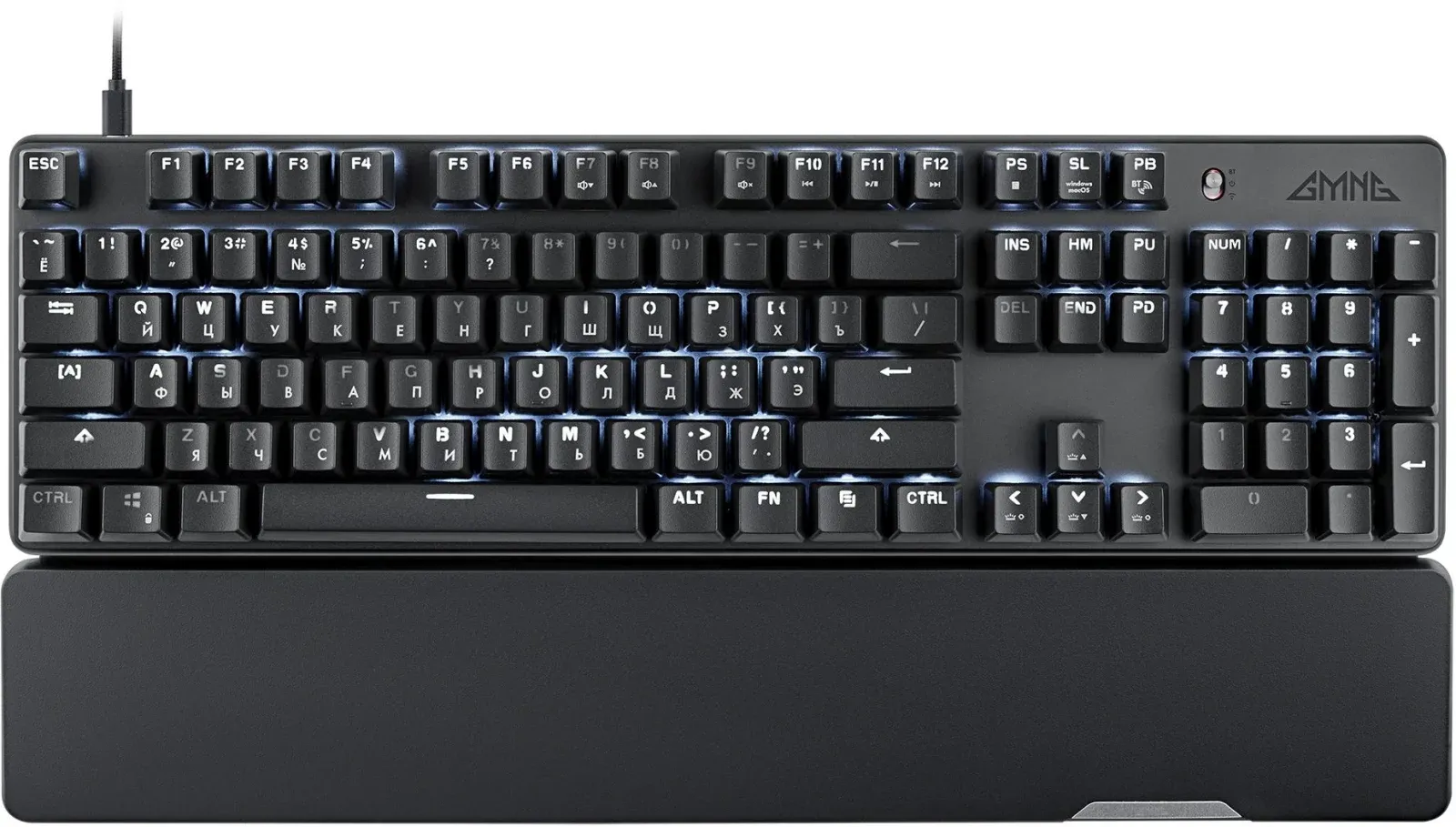 Клавиатура GMNG GG-KB785XW механическая черный/серый USB беспроводная BT/Radio Multimedia for gamer Touch LED подставка для запястий 1901105 кабель 1.8м - фото 3