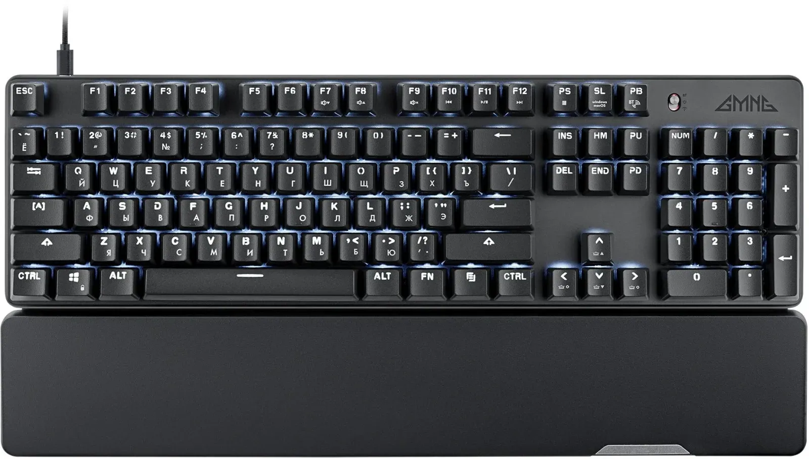 Клавиатура GMNG GG-KB785XW механическая черный/серый USB беспроводная BT/Radio Multimedia for gamer Touch LED подставка для запястий 1901105 кабель 1.8м - фото 4