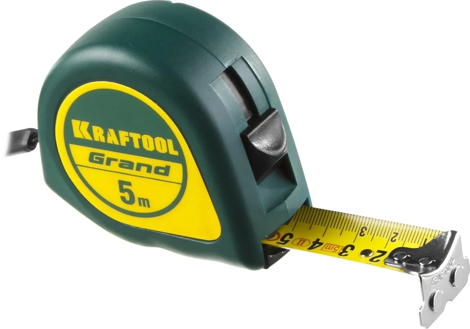 Рулетка строительная Kraftool Grand дл.полотна 5м изм.шкала в см зацеп магнитный зеленый 34022-05-25