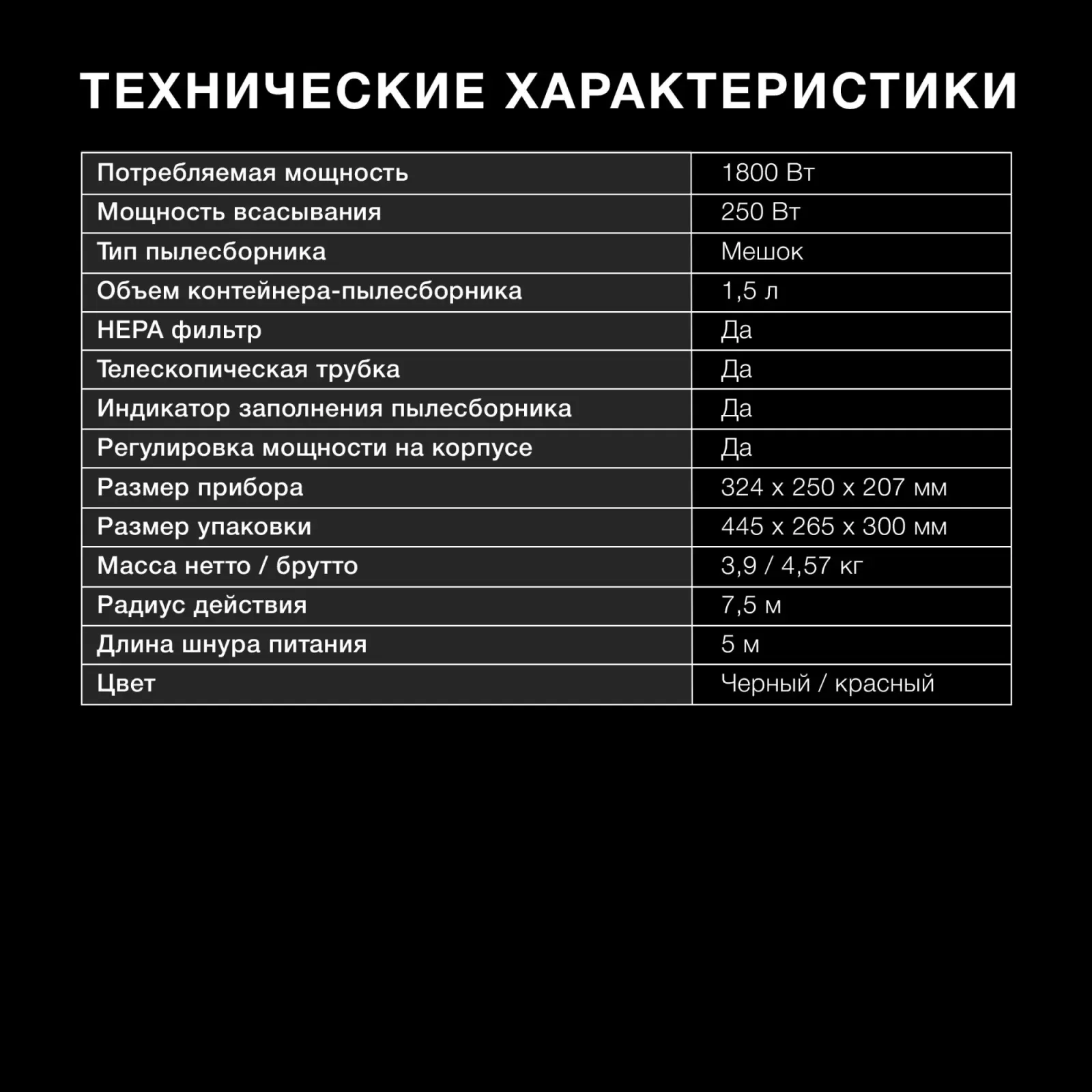 Пылесос Hyundai HYV-B1570 1800Вт красный/черный в компл.:1мешок - фото 7