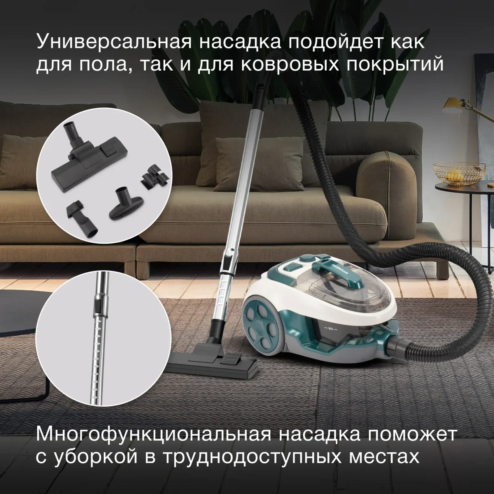Пылесосы HYUNDAI HYV-C3500 белый - фото 4