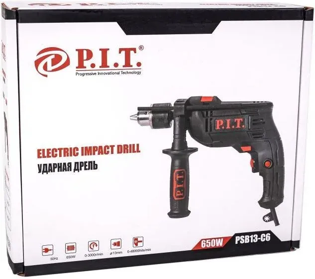 Дрель ударная P.I.T. PSB13-C6 650Вт ключевой реверс - фото 5