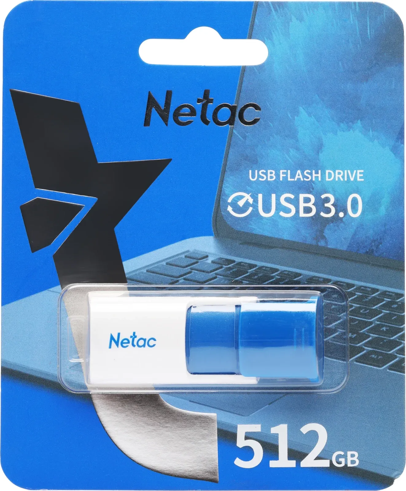Флеш Диск Netac 512Gb U182 NT03U182N-512G-30BL USB3.0 синий/белый, 512 ГБ - фото 4