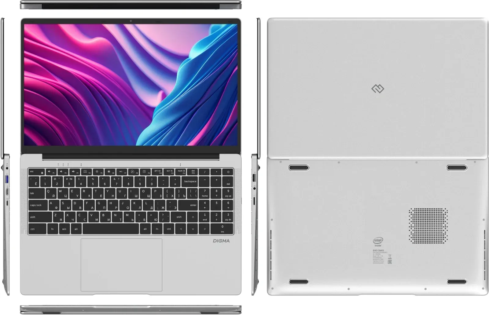 Ноутбук Digma EVE C5403 Celeron N4020 4Gb SSD128Gb Intel UHD Graphics 600 15.6 IPS FHD 1920x1080 Windows 11 Pro silver WiFi BT Cam 5000mAh DN15CN-4BXW02 - фото 7