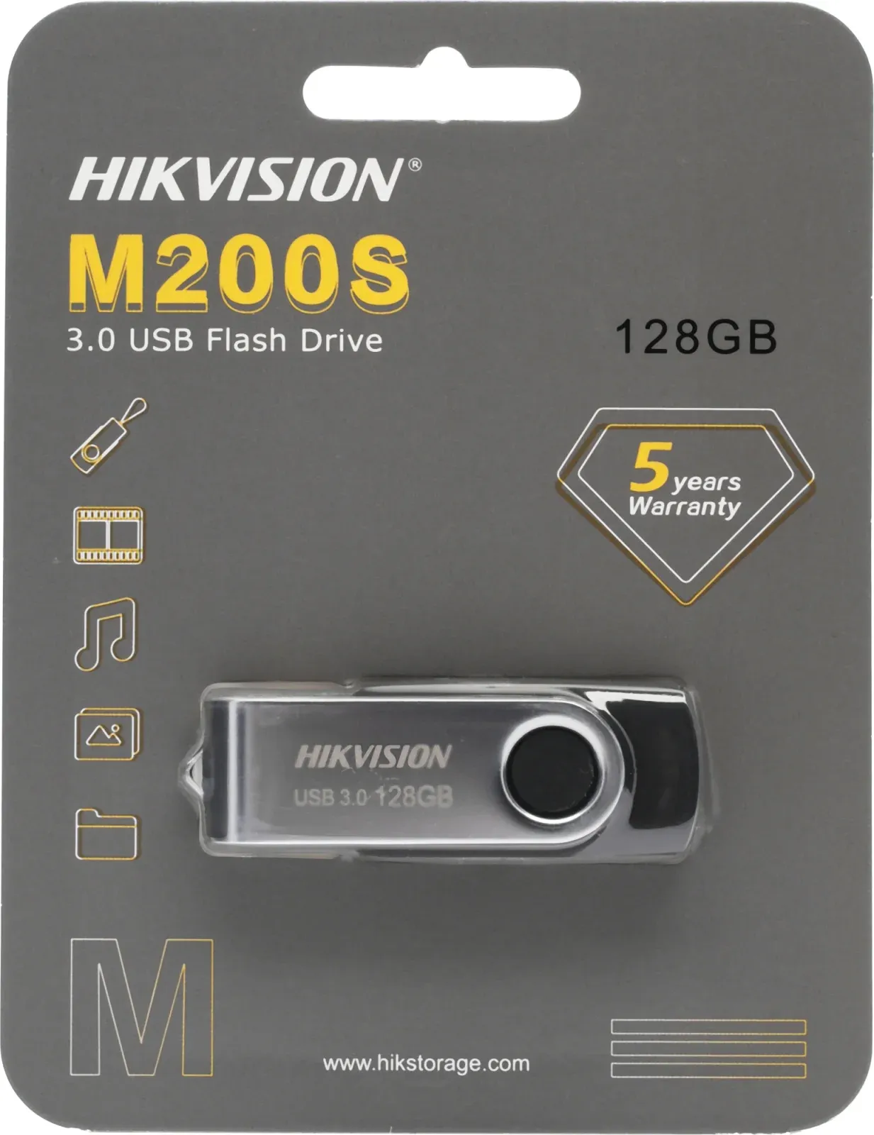 Флеш Диск Hikvision 128GB M200S Hiksemi HS-USB-M200S/128G/U3 USB3.0 серебристый/черный, 128 ГБ - фото 2