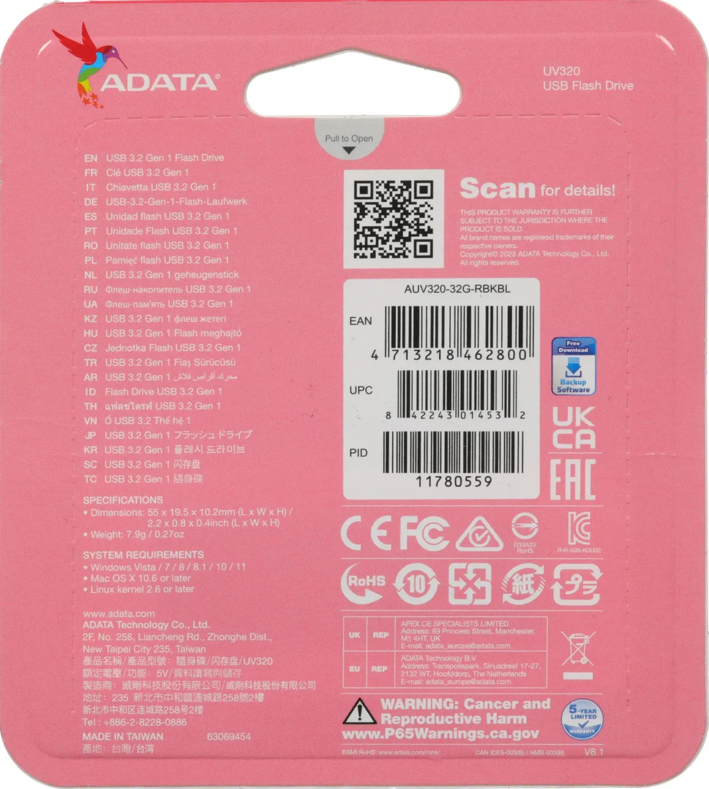 Флеш Диск A-Data 32Gb UV320 AUV320-32G-RBKBL USB3.2 черный, 32 ГБ - фото 5