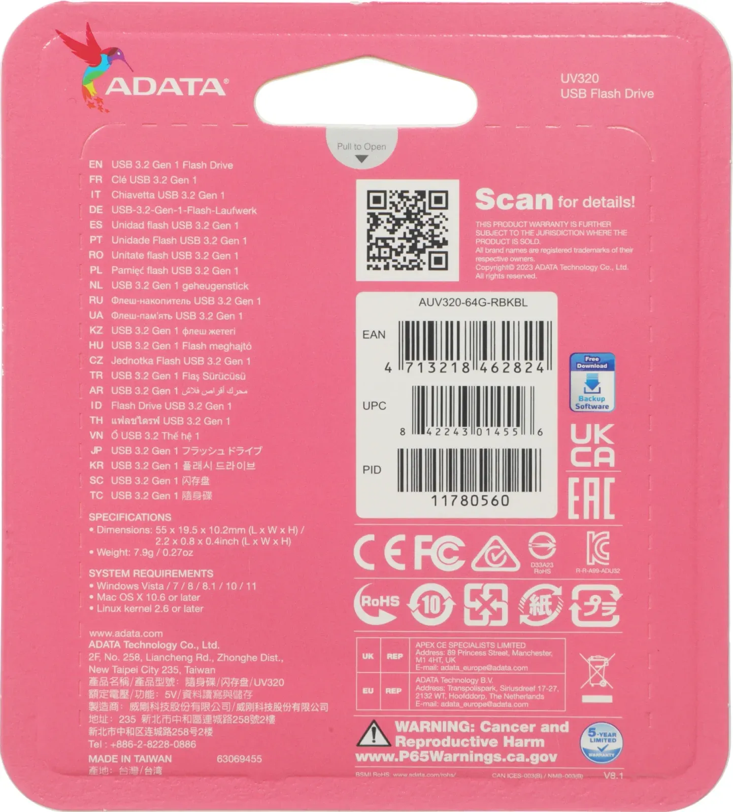 Флеш Диск A-Data 64Gb UV320 AUV320-64G-RBKBL USB3.2 черный, 64 ГБ - фото 5