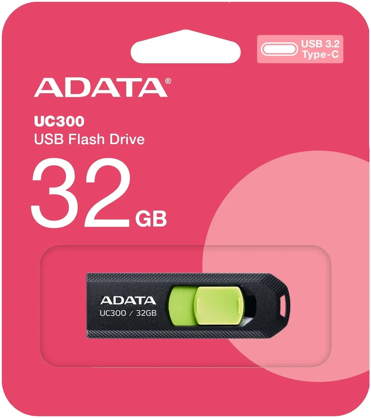 Флеш Диск A-Data 32Gb Type-C UC300 ACHO-UC300-32G-RBK/GN USB3.2 черный/зеленый, 32 ГБ - фото 3