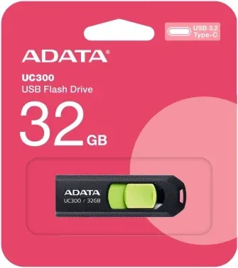 Флеш Диск A-Data 32Gb Type-C UC300 ACHO-UC300-32G-RBK/GN USB3.2 черный/зеленый, 32 ГБ - фото 7