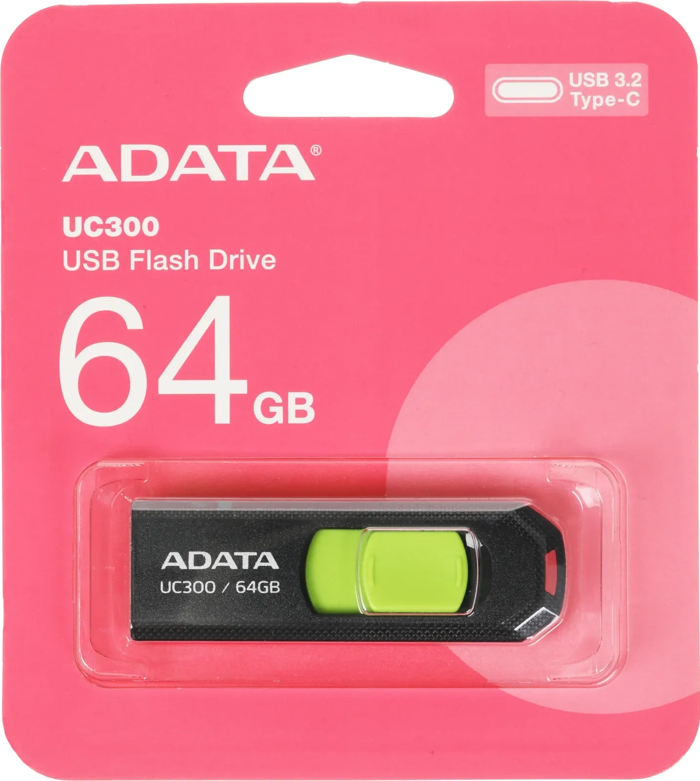 Флеш Диск A-Data 64Gb Type-C UC300 ACHO-UC300-64G-RBK/GN USB3.2 черный/зеленый, 64 ГБ - фото 4