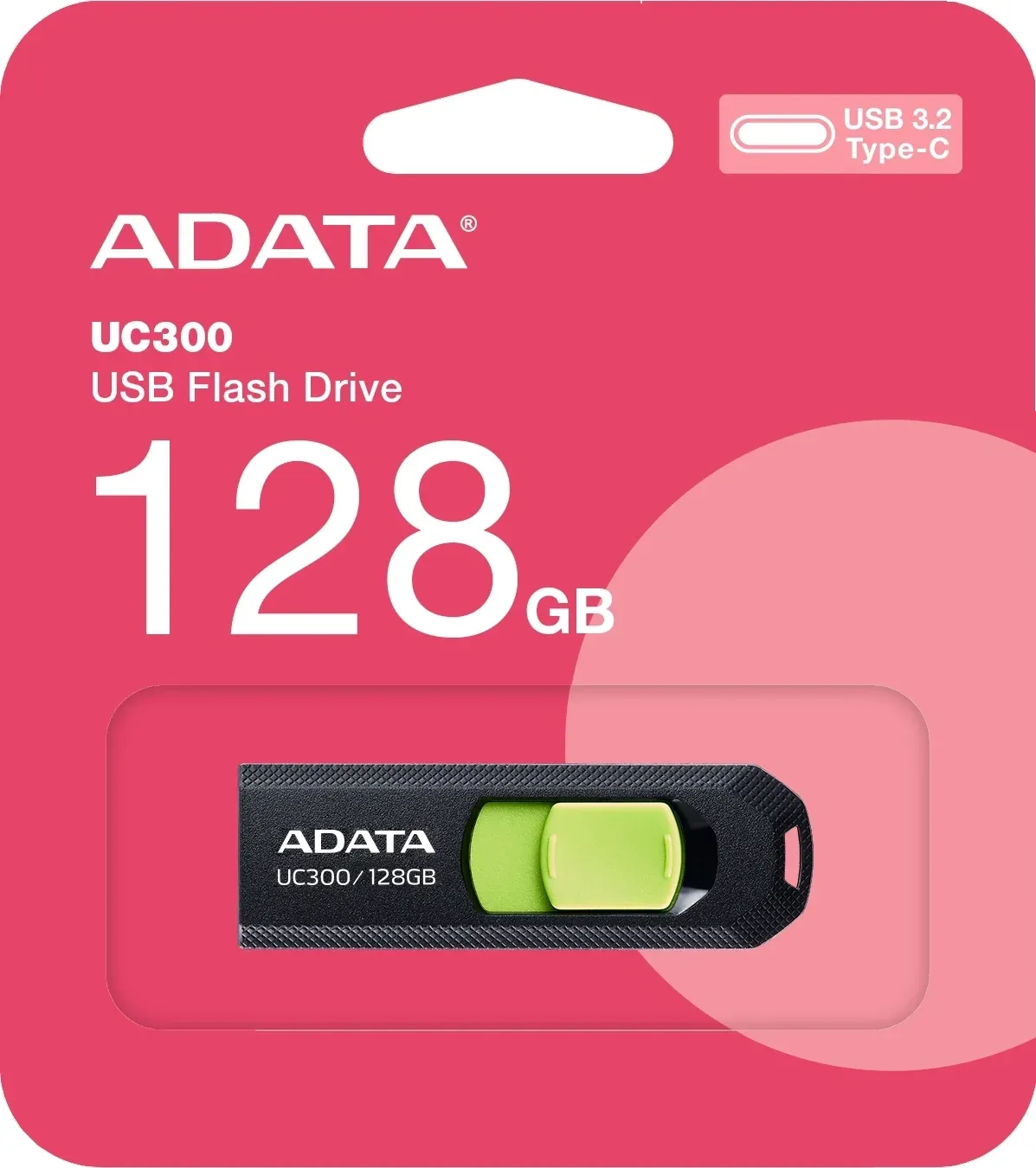 Флеш Диск A-Data 128Gb Type-C UC300 ACHO-UC300-128G-RBK/GN USB3.2 черный/зеленый, 128 ГБ - фото 2