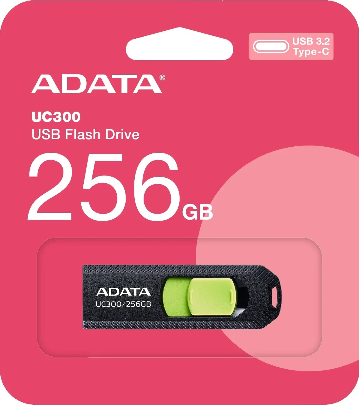 Флеш Диск A-Data 256Gb Type-C UC300 ACHO-UC300-256G-RBK/GN USB3.2 черный/зеленый, 256 ГБ - фото 3