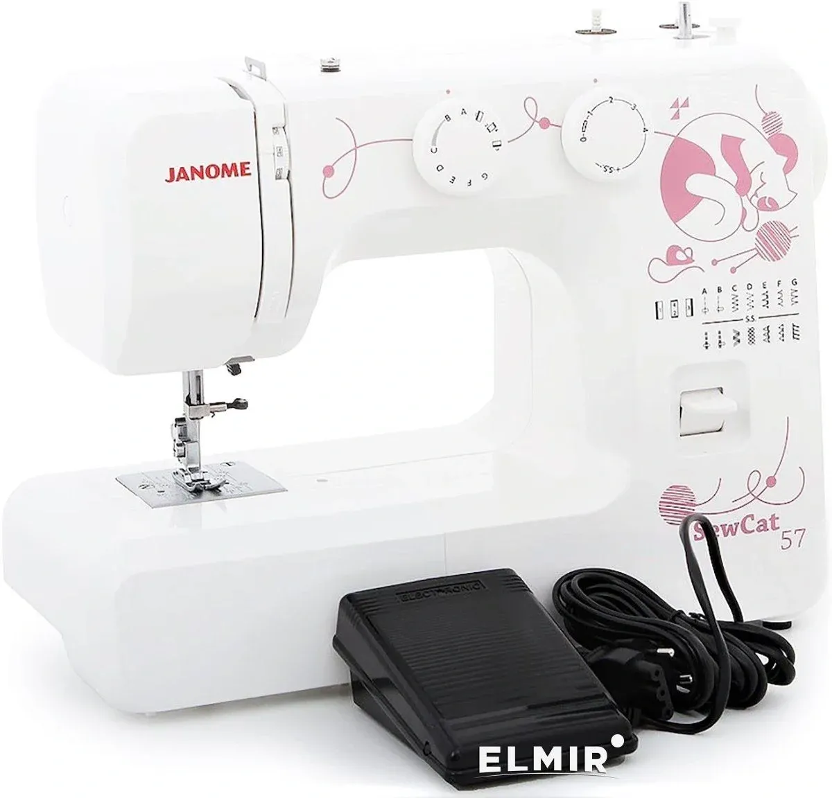 Швейная машина Janome Sew Cat 57 белый/рисунок - фото 1