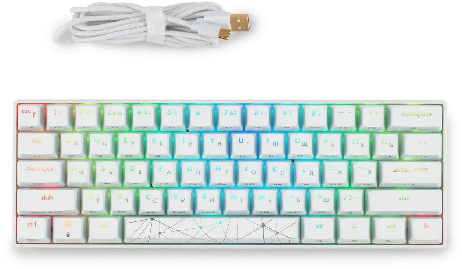 Клавиатура GMNG GG-KB505XW механическая белый USB беспроводная BT/Radio for gamer LED 1910522 кабель 1.8м - фото 8