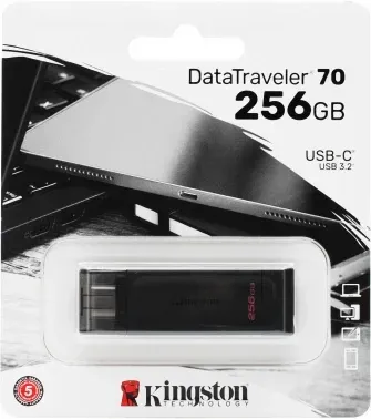 Флеш Диск Kingston 256GB DataTraveler 70 Type-C DT70/256GB USB3.0 черный, 256 ГБ - фото 7