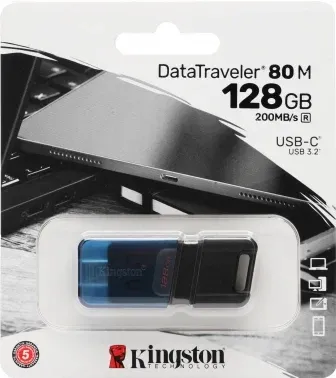 Флеш Диск Kingston 128Gb DataTraveler 80 M Type-C DT80M/128GB USB3.2 черный, 128 ГБ - фото 7
