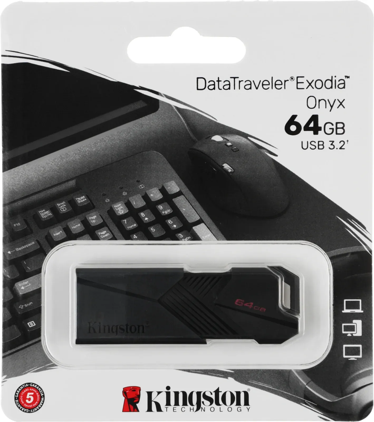 Флеш Диск Kingston 64Gb DataTraveler Exodia Onyx DTXON/64GB USB3.2 черный, 64 ГБ - фото 3