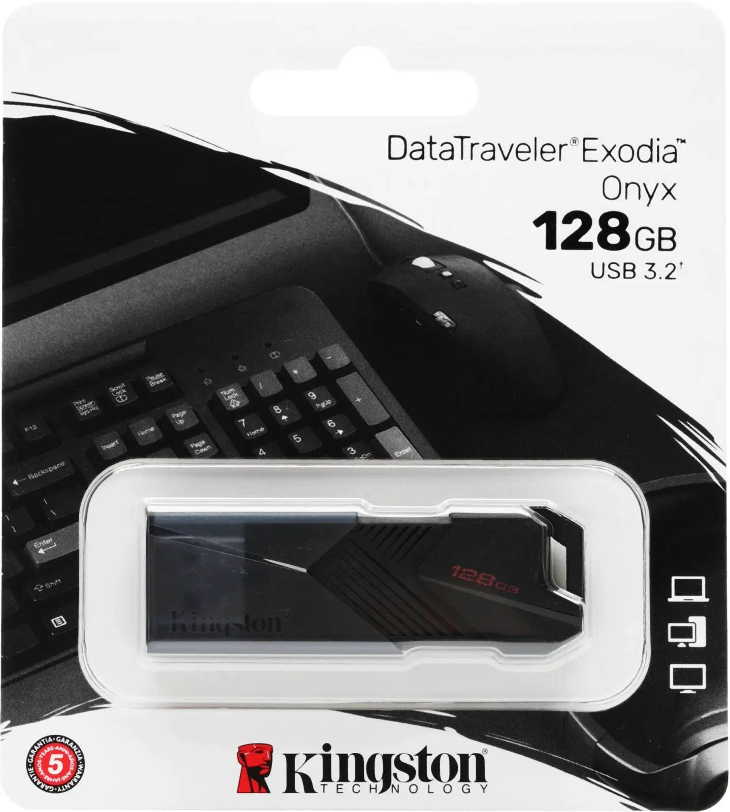 Флеш Диск Kingston 128Gb DataTraveler Exodia Onyx DTXON/128GB USB3.2 черный, 128 ГБ - фото 3