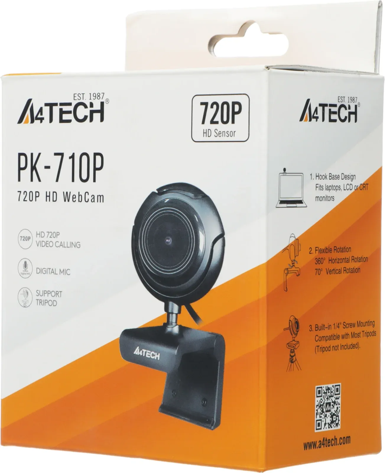 Камера Web A4Tech PK-710P черный 1Mpix 1280x720 USB2.0 с микрофоном - фото 2