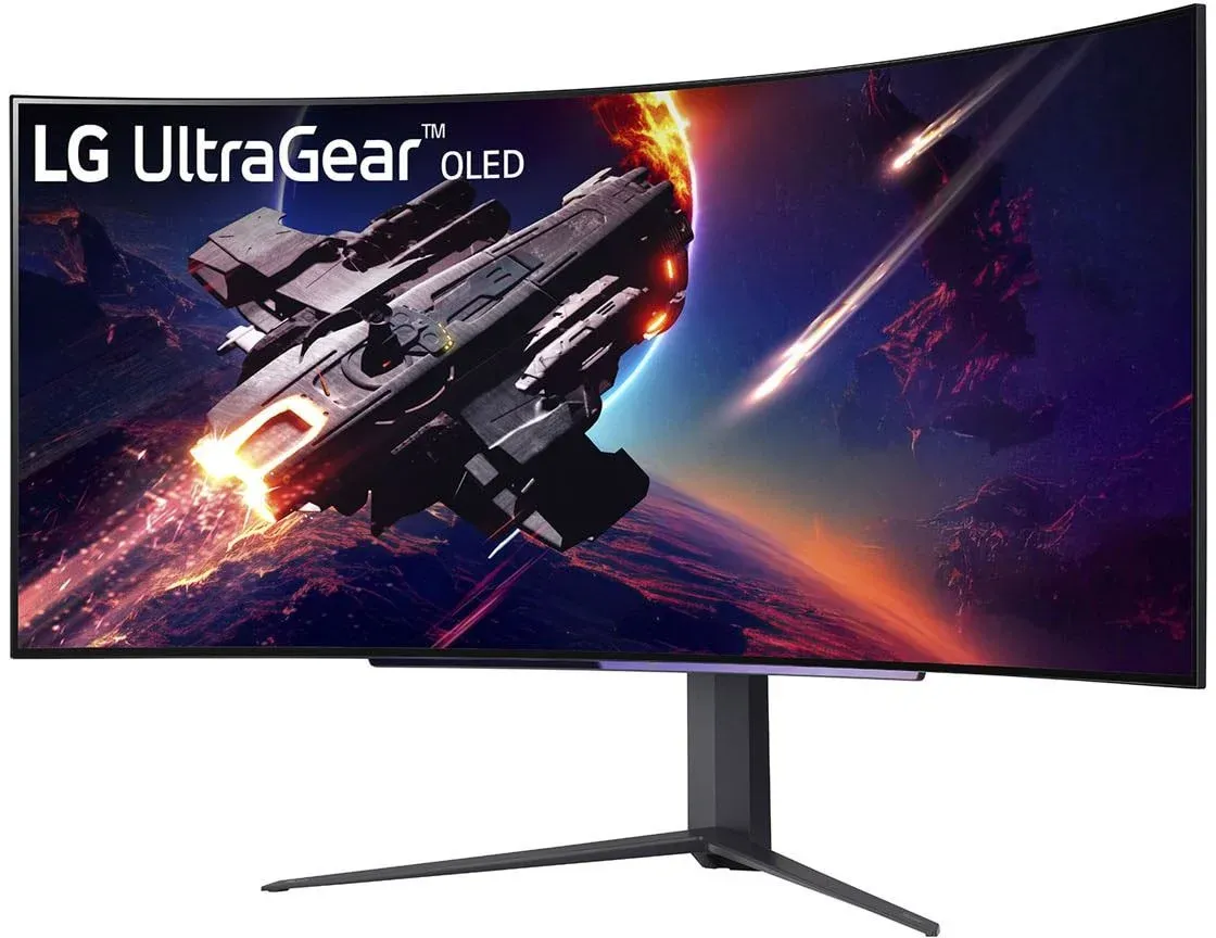 Монитор LG 44.5 UltraGear 45GR95QE-B черный OLED LED 21:9 HDMI матовая HAS Piv 1500000:1 1000cd 178гр/178гр 3440x1440 240Hz G-Sync FreeSync Premium DP SPDIF WQ USB 10.9кг - фото 2