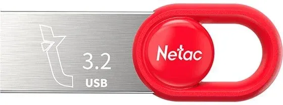 Флеш Диск Netac 64Gb UM2 NT03UM2N-064G-32RE USB3.2 серебристый/красный, 64 ГБ - фото 1
