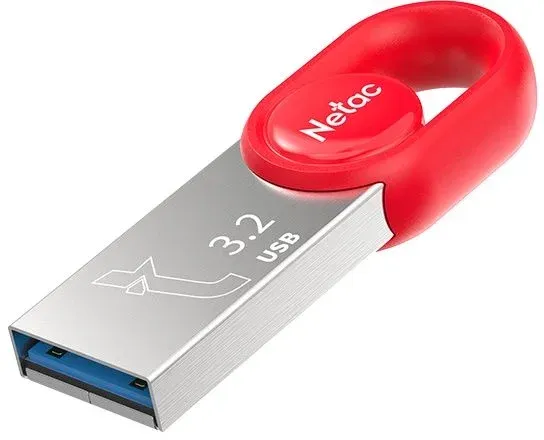 Флеш Диск Netac 64Gb UM2 NT03UM2N-064G-32RE USB3.2 серебристый/красный, 64 ГБ - фото 3