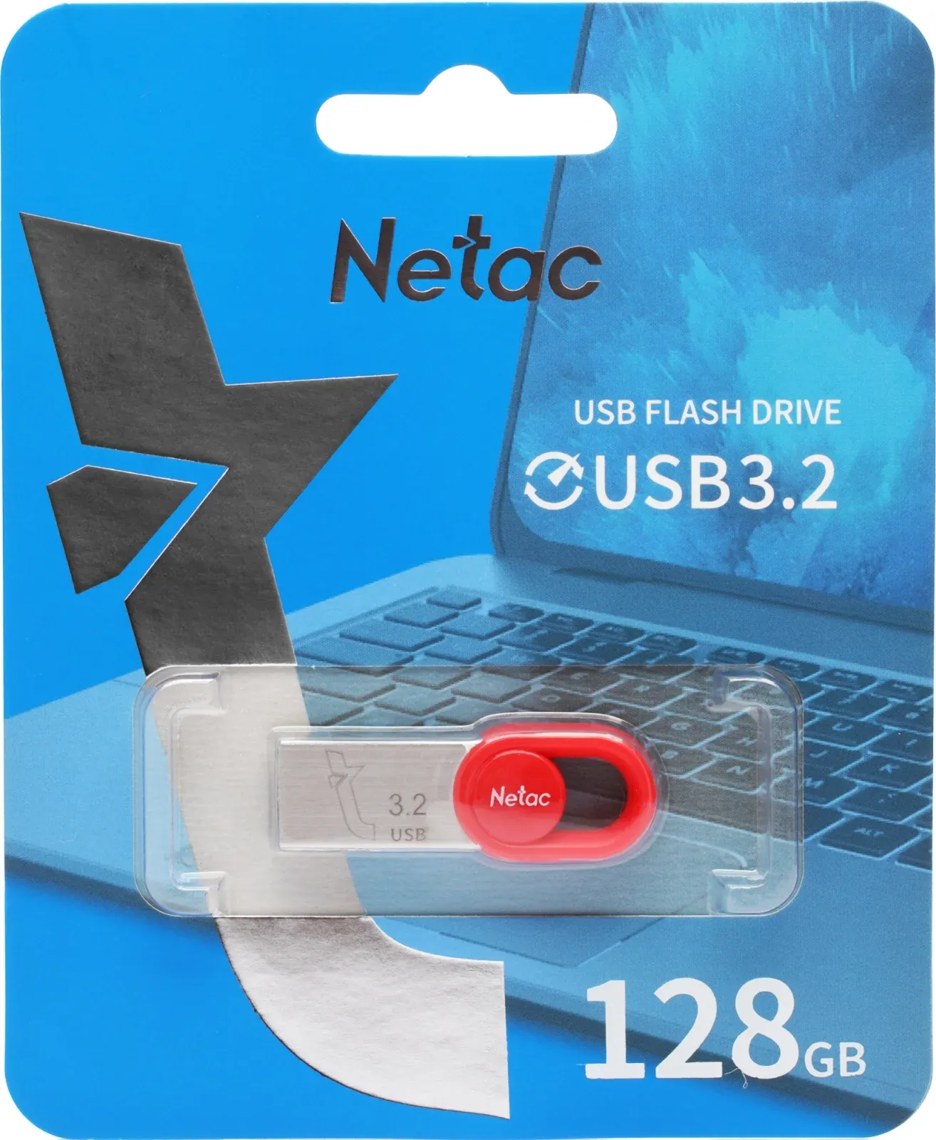 Флеш Диск Netac 128Gb UM2 NT03UM2N-128G-32RE USB3.2 серебристый/красный, 128 ГБ - фото 6