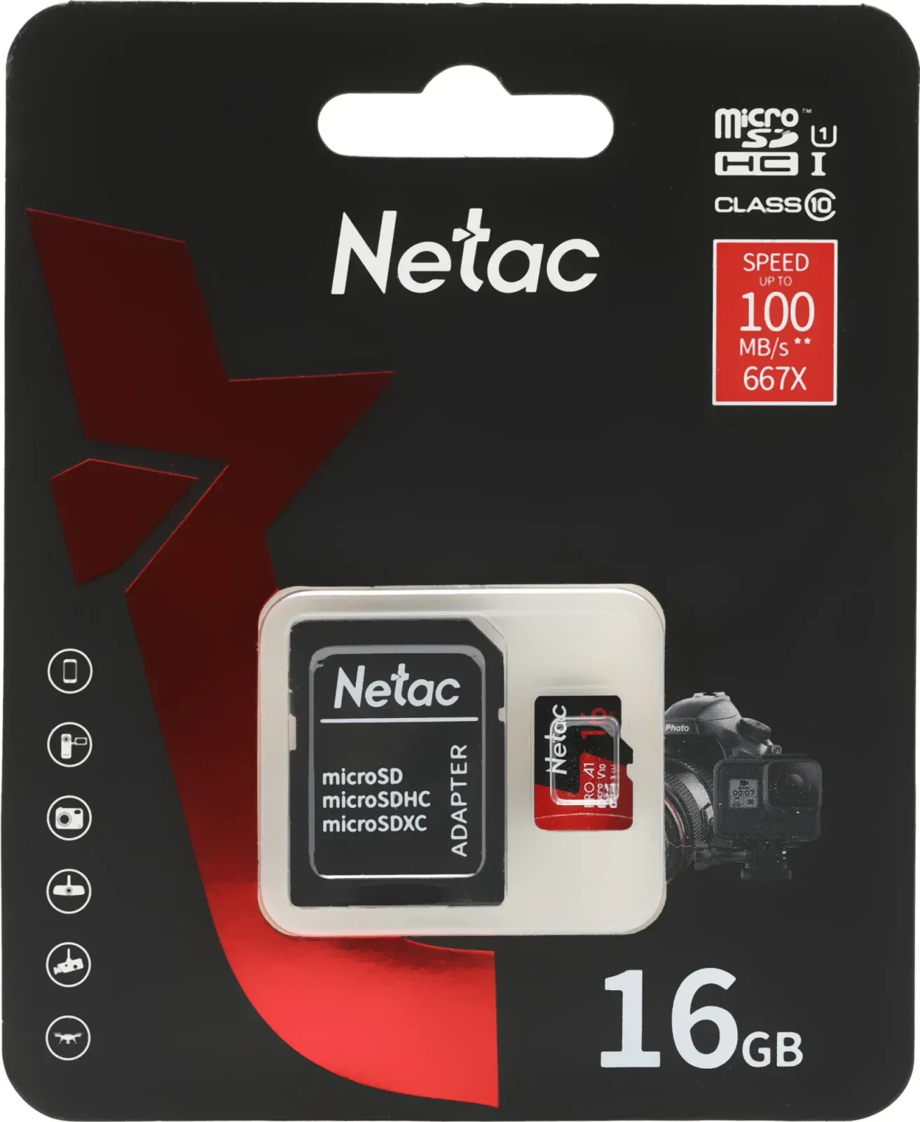 Флеш карта microSDHC 16GB Netac NT02P500PRO-016G-R P500 Extreme Pro V10 A1 + adapter - фото 2