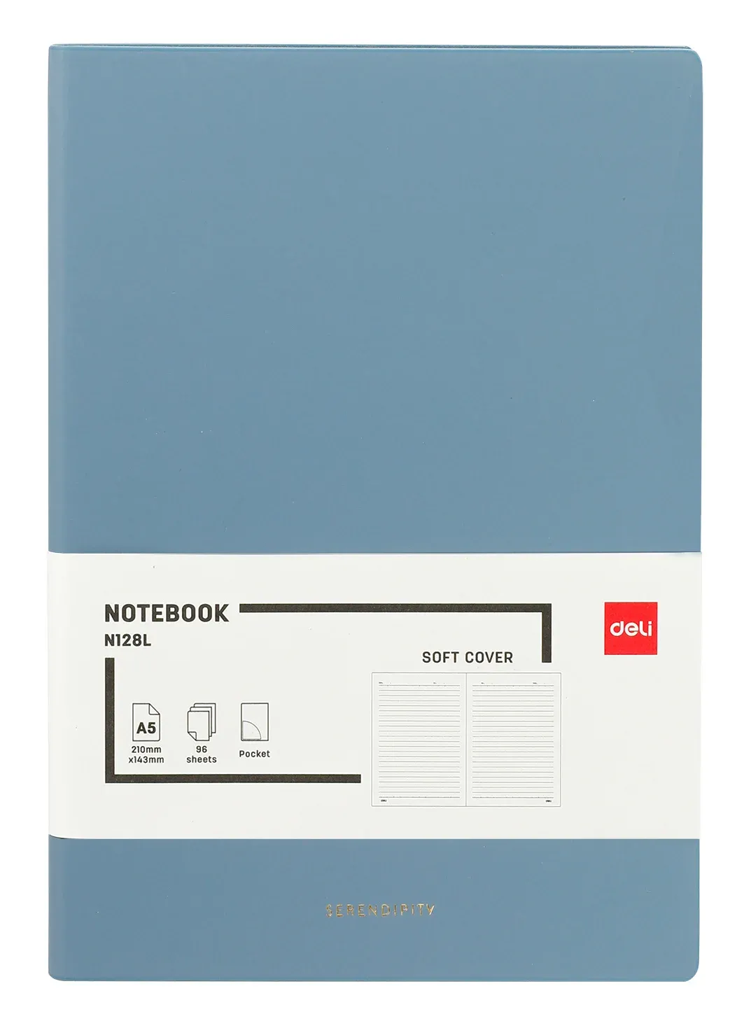 Блокнот Deli EN128LBLUE A5 210х143мм искусст. кожа 96л линейка мягкая обложка голубой - фото 8