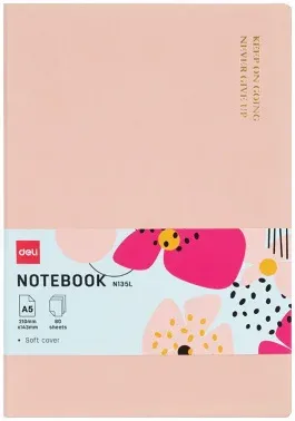 Блокнот Deli EN135LPINK A5 210х143мм искусст. кожа 80л линейка мягкая обложка розовый - фото 8