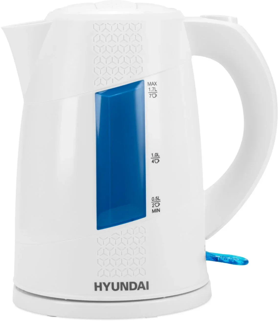 Чайник электрический Hyundai HYK-P2407 1.7л. 2200Вт белый/голубой корпус: пластик - фото 2