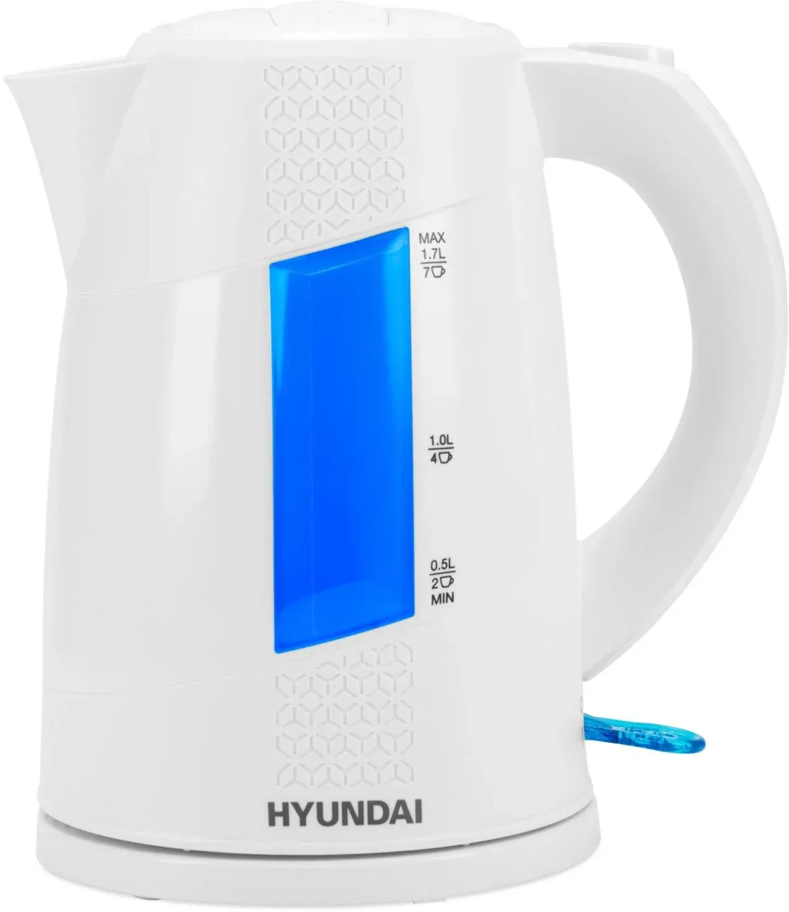 Чайник электрический Hyundai HYK-P2407 1.7л. 2200Вт белый/голубой корпус: пластик - фото 3