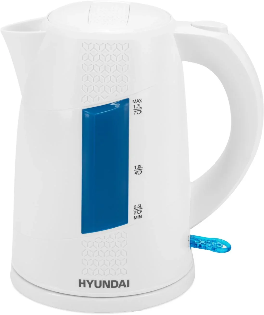 Чайник электрический Hyundai HYK-P2407 1.7л. 2200Вт белый/голубой корпус: пластик - фото 4