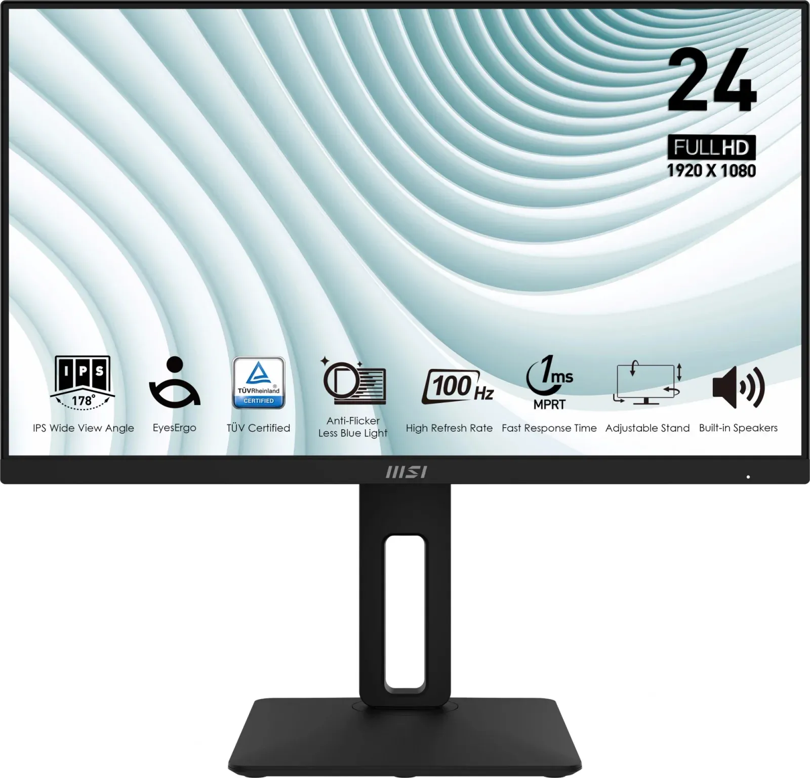 Монитор MSI 23.8 Pro MP242AP черный IPS LED 1ms 16:9 HDMI M/M HAS Piv 300cd 178гр/178гр 1920x1080 100Hz VGA DP FHD 3.3кг - фото 2