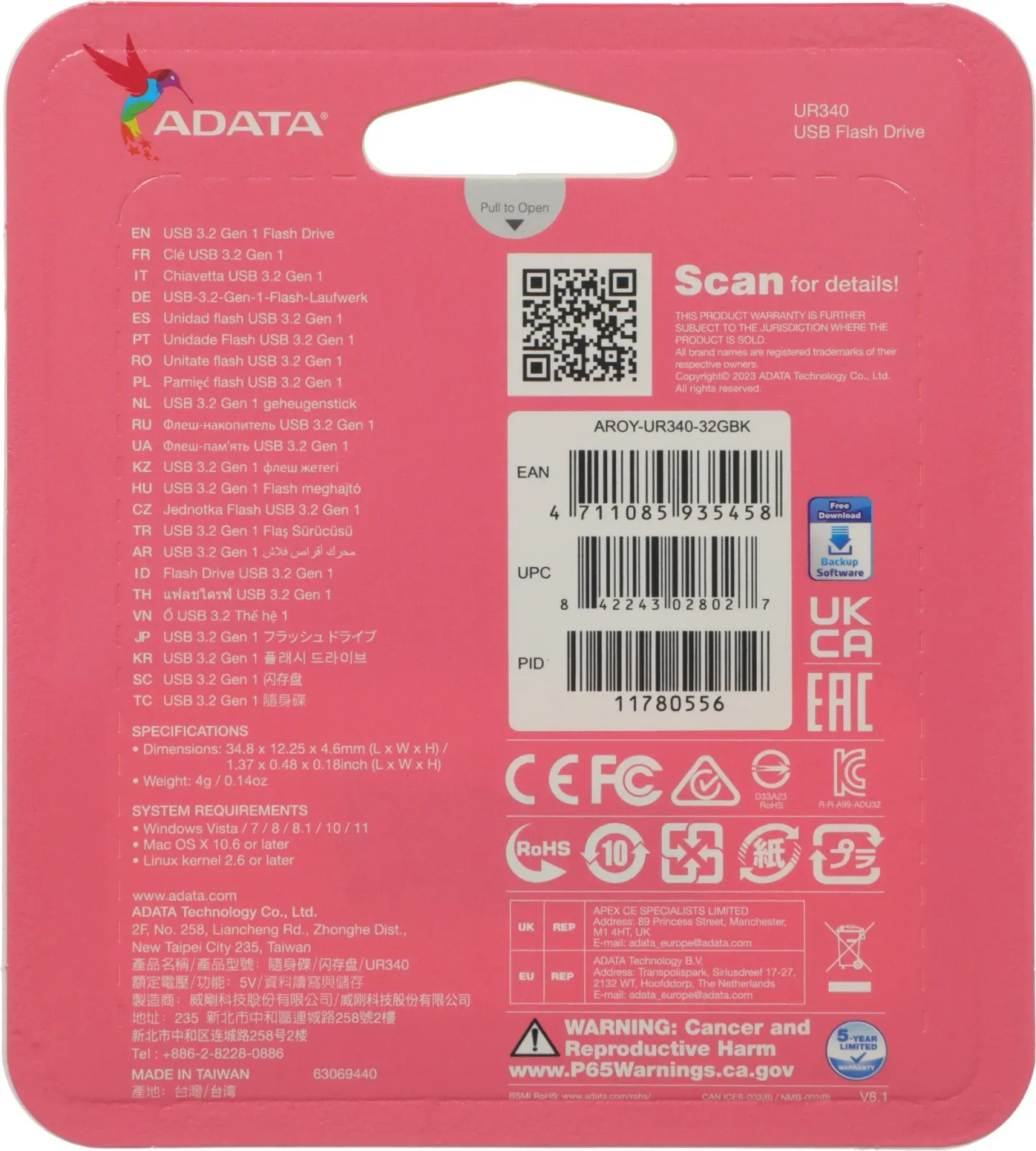 Флеш Диск A-Data 32Gb UR340 AROY-UR340-32GBK USB3.2 черный, 32 ГБ - фото 6